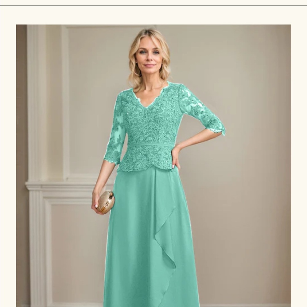 A-line V-Neck Lace Chiffon Dress